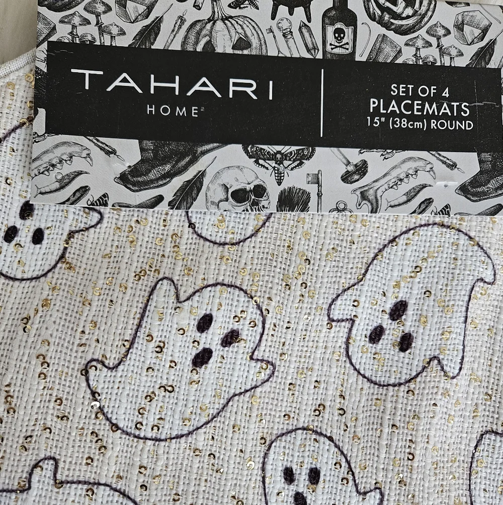 NWT (4) Tahari Home Ghost Sequin Placemats